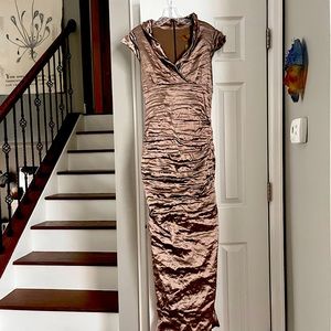 Gorgeous Nicole Miller Dress. Size 10, color is a metal rose gold.